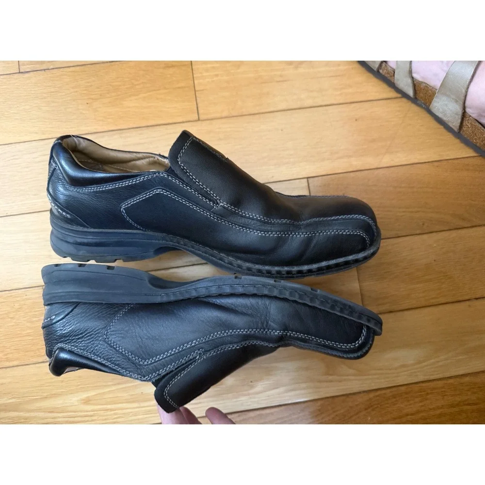 Dockers‎ ProStyle Mens Black Leather Slip On Loafers Square Toe 10.5M 90-29034